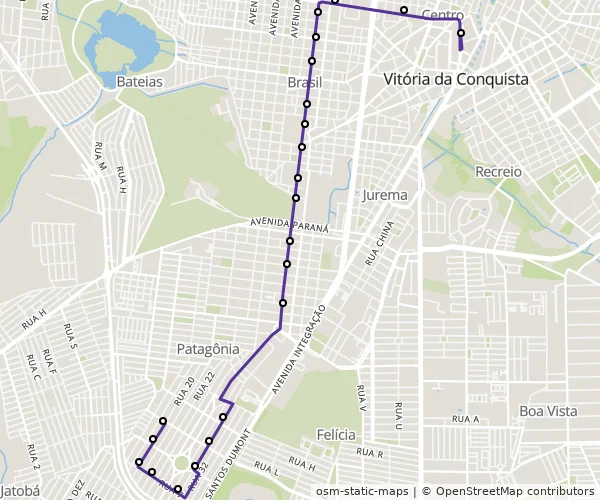 Mapa do itinerário da linha