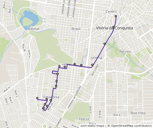 Mapa do itinerário da linha