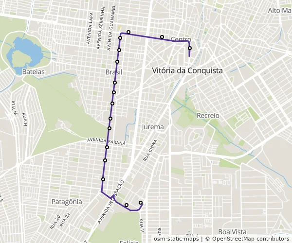 Mapa do itinerário da linha