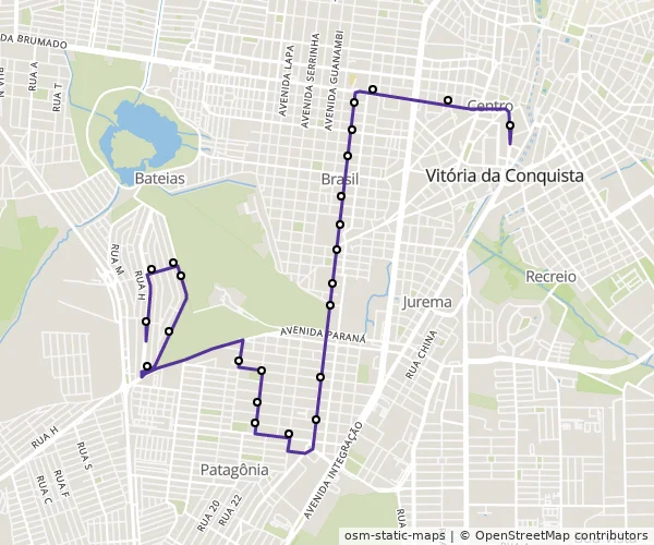 Mapa do itinerário da linha