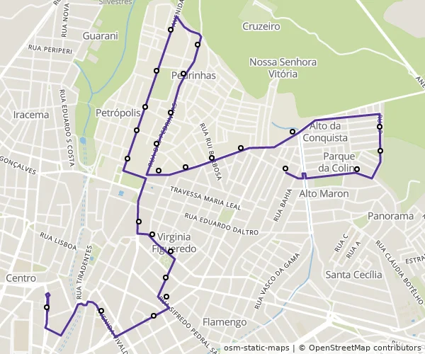 Mapa do itinerário da linha