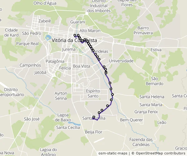 Mapa do itinerário da linha