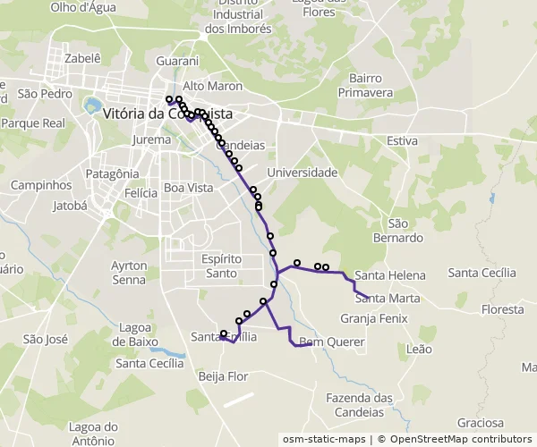 Mapa do itinerário da linha