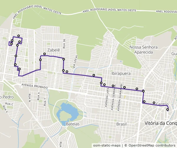 Mapa do itinerário da linha