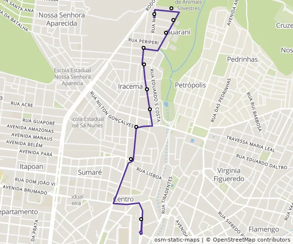 Mapa do itinerário da linha