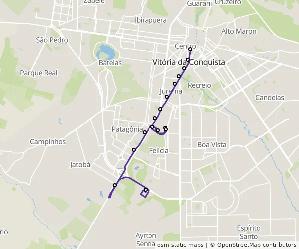 Mapa do itinerário da linha