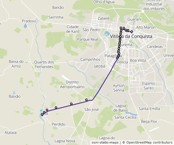 Mapa do itinerário da linha