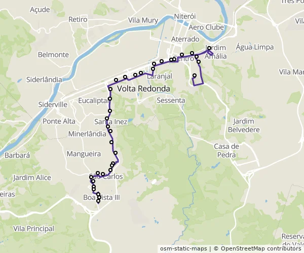 Mapa do itinerário da linha