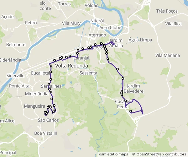 Mapa do itinerário da linha