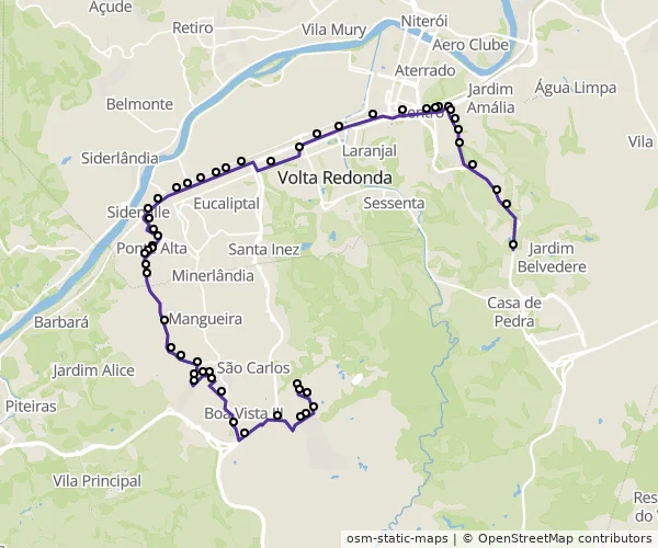 Mapa do itinerário da linha