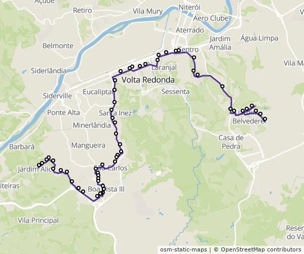 Mapa do itinerário da linha