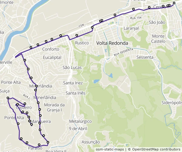 Mapa do itinerário da linha