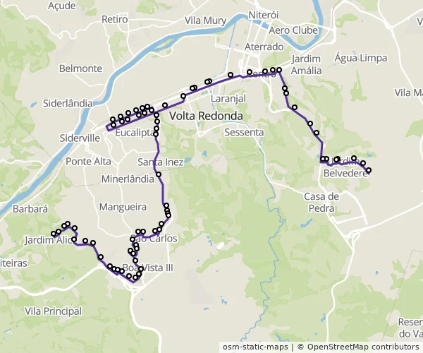 Mapa do itinerário da linha