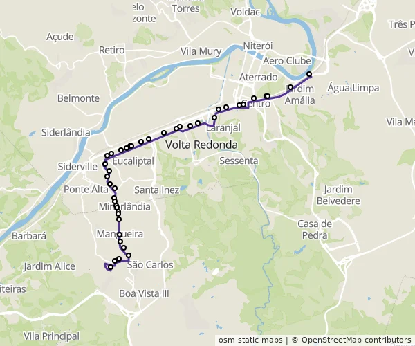 Mapa do itinerário da linha