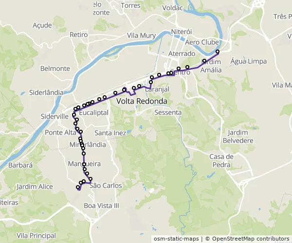 Mapa do itinerário da linha