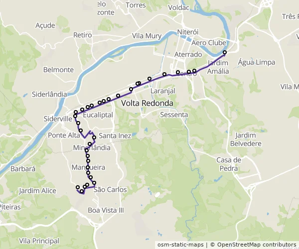 Mapa do itinerário da linha