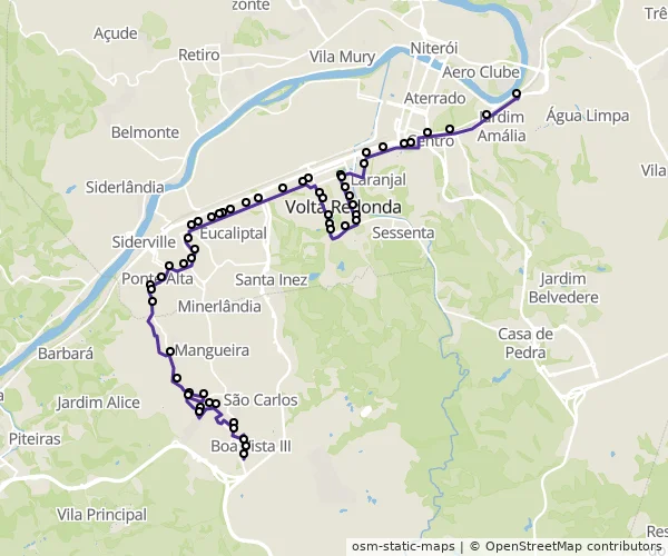 Mapa do itinerário da linha