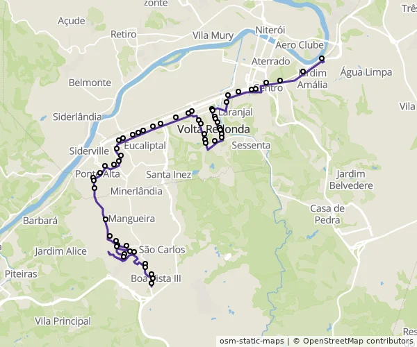 Mapa do itinerário da linha