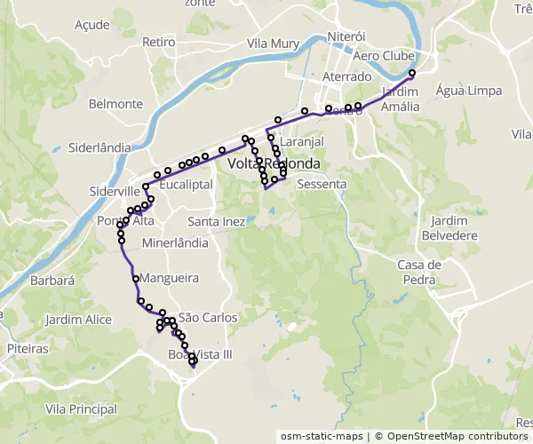 Mapa do itinerário da linha