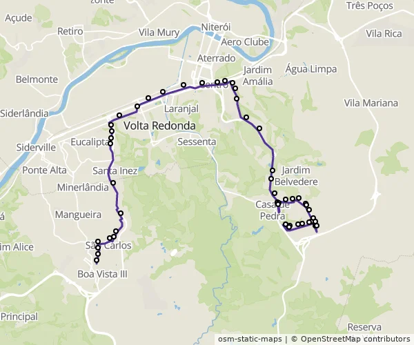 Mapa do itinerário da linha
