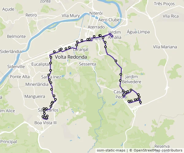 Mapa do itinerário da linha