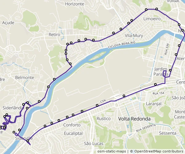 Mapa do itinerário da linha