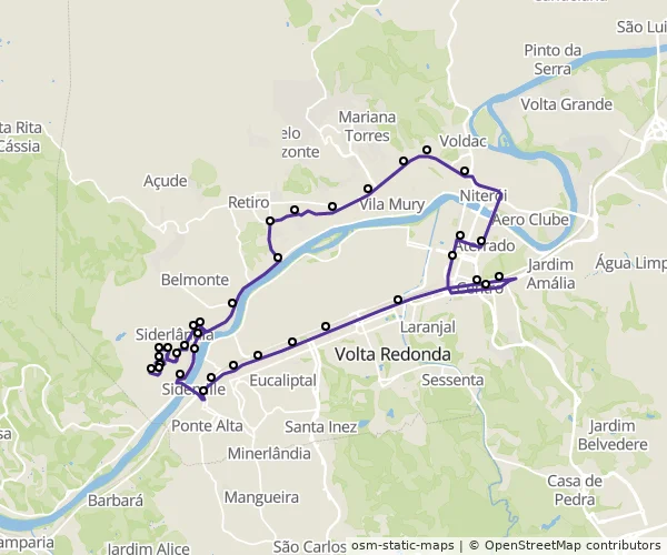 Mapa do itinerário da linha