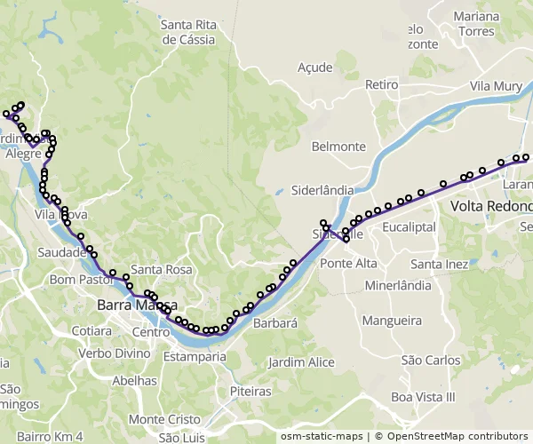 Mapa do itinerário da linha