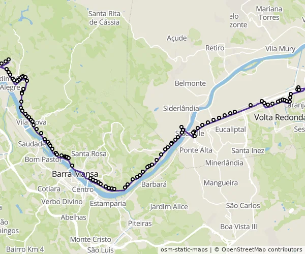 Mapa do itinerário da linha