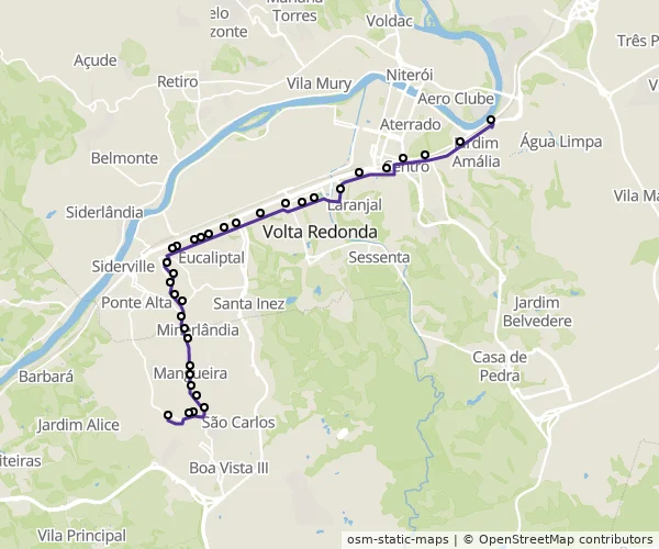 Mapa do itinerário da linha