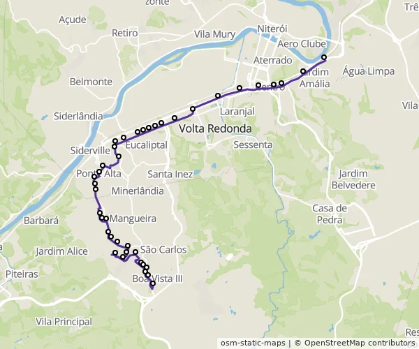 Mapa do itinerário da linha