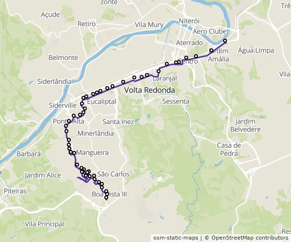 Mapa do itinerário da linha