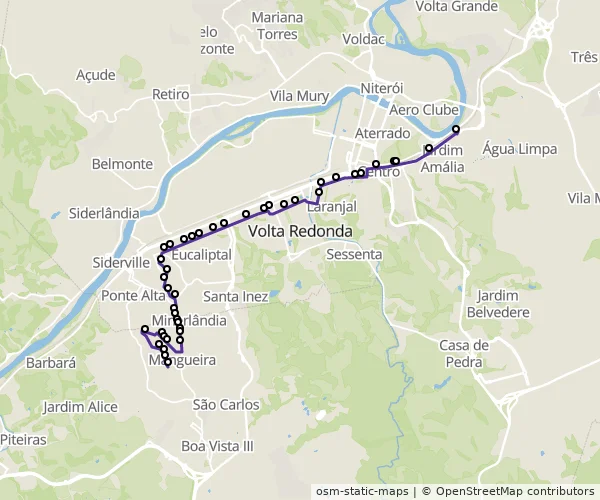Mapa do itinerário da linha