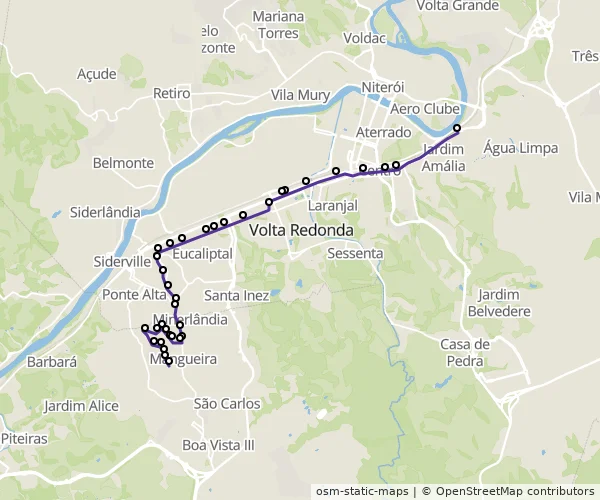 Mapa do itinerário da linha
