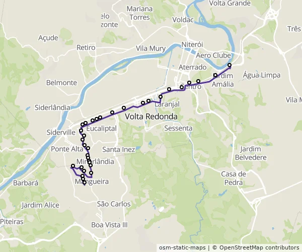 Mapa do itinerário da linha