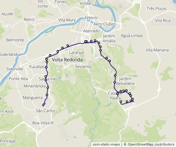 Mapa do itinerário da linha