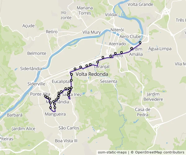 Mapa do itinerário da linha