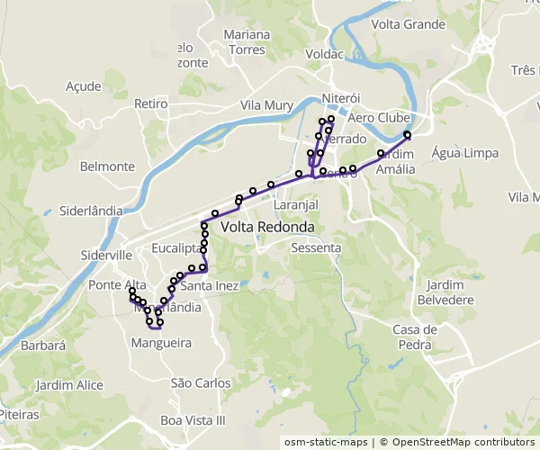 Mapa do itinerário da linha