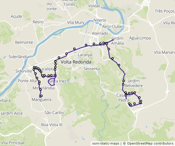 Mapa do itinerário da linha