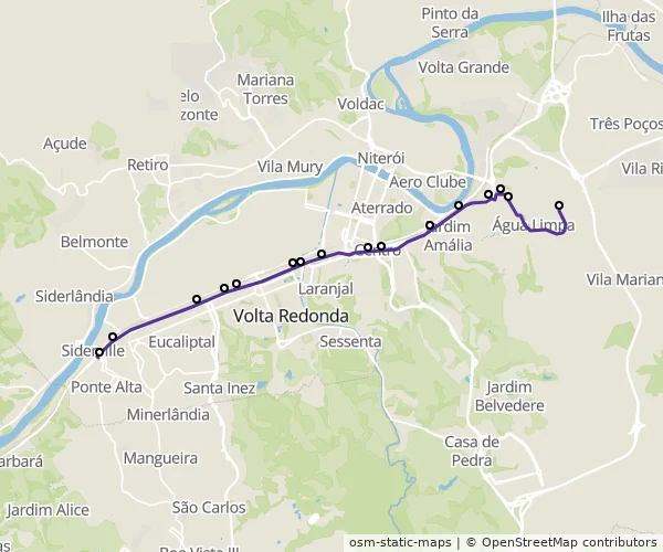 Mapa do itinerário da linha