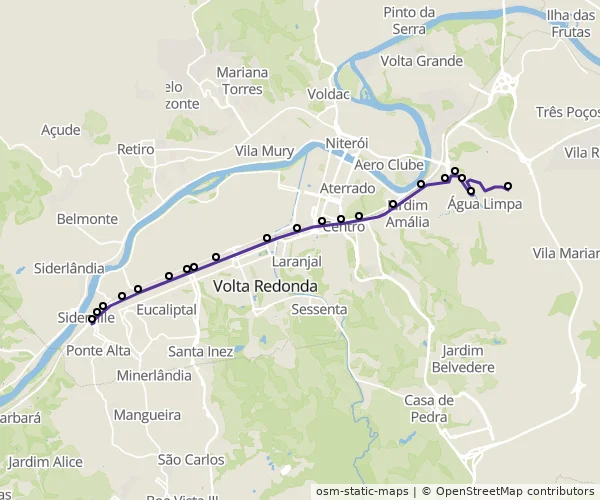 Mapa do itinerário da linha