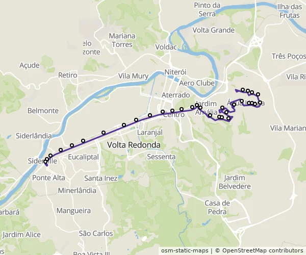 Mapa do itinerário da linha