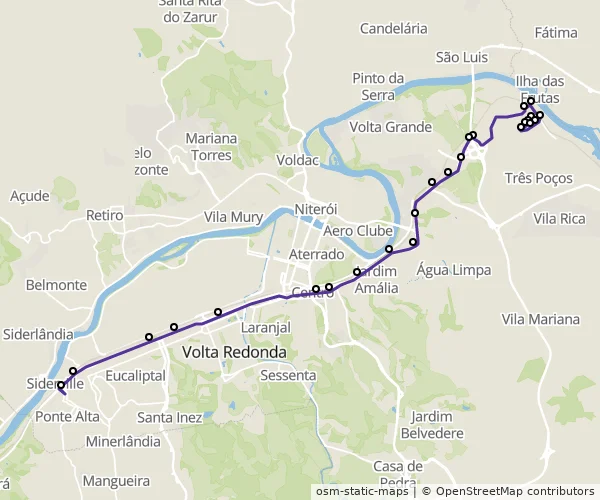 Mapa do itinerário da linha