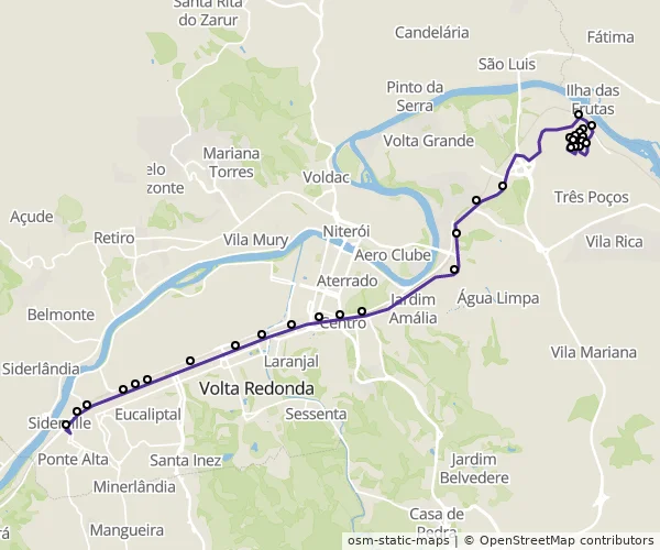 Mapa do itinerário da linha