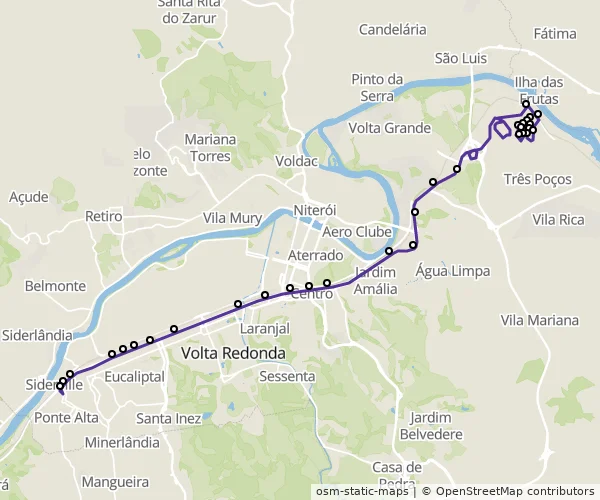 Mapa do itinerário da linha