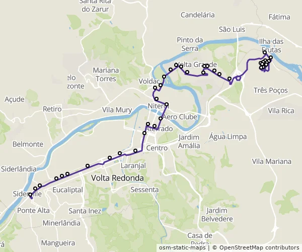 Mapa do itinerário da linha