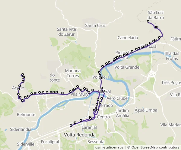 Mapa do itinerário da linha