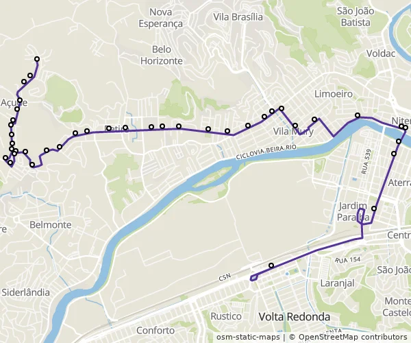 Mapa do itinerário da linha