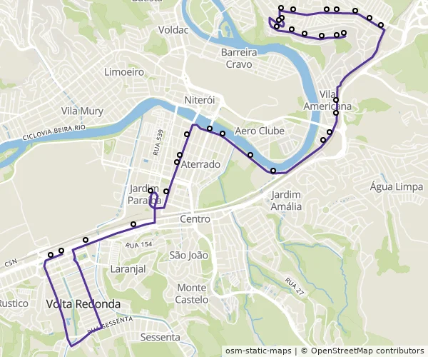 Mapa do itinerário da linha