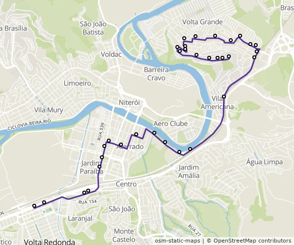 Mapa do itinerário da linha
